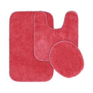 NEW Gardland Rug Traditional 3-piece Bath Rug Set Pink Hibiscus Standard